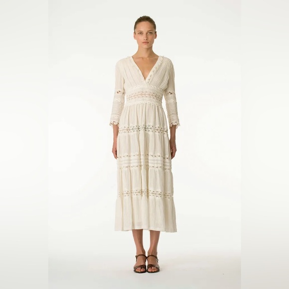 Chloe Boho Ivory Lace Sheer Dress 2010 Cruise Collection Vintage Midi - Picture 5 of 13